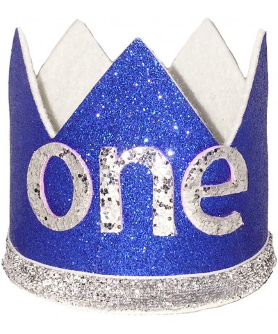 Glitter Baby Boy First Birthday Crown Number 1 Headband Little Prince Princess Cake Smash Photo Prop (Tiny Royal & Silver One...