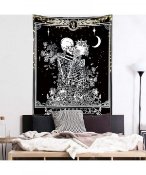 Skull Tapestry Tarot Skeleton Wall Tapestry The Kissing Lover Gothic Home Decor Black and White Wall Hanging for Bedroom - Ki...