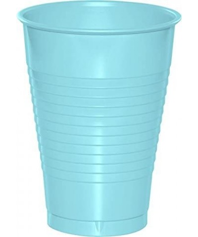 50 Gold Plastic Plates (9")- 50 Light Blue Plastic Cups (12 oz.)- and 50 Pink Paper Napkins- Dazzelling Colored Disposable Pa...