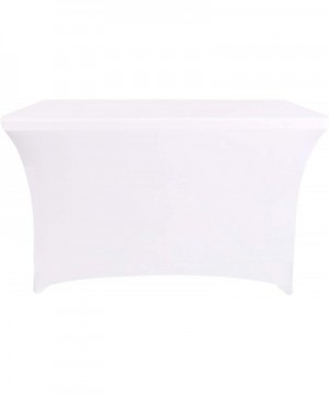 Rectangular Stretch Spandex Table Cover Fitted Tablecloth for Wedding Party Events (4ft- White) - White - CJ18LRZUKXL $12.46 ...