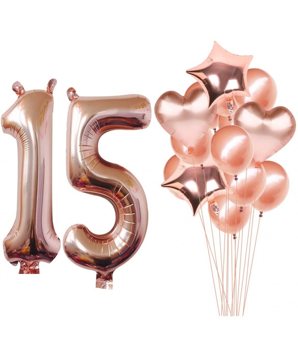 40 Inch Rose Gold 15th Birthday Helium Jumbo Digital Number 15 Balloons Kit- Rose Gold Latex Balloons Birthday Party Decorati...