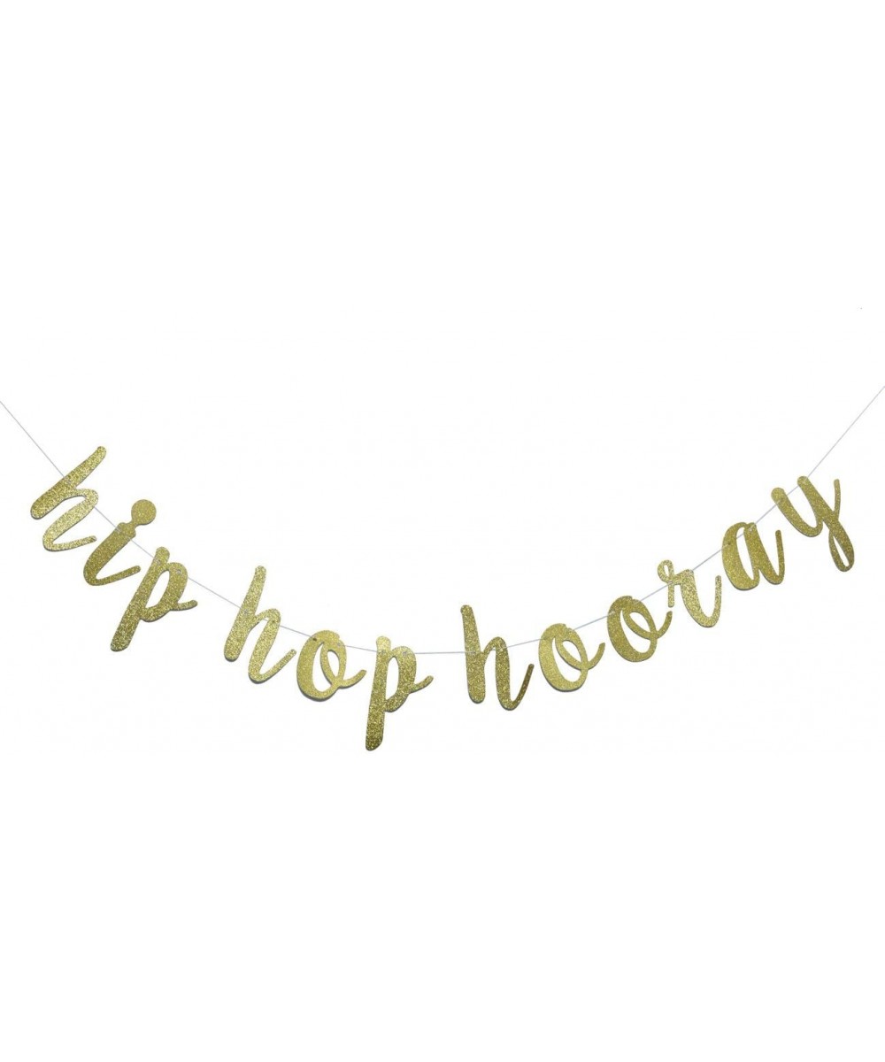 Hip Hop Hooray Gold Glitter Banner Birthday- Play Room- Housewarming-Easter-Springtime Decor- Gallery Wall- Photo Prop (Gold)...