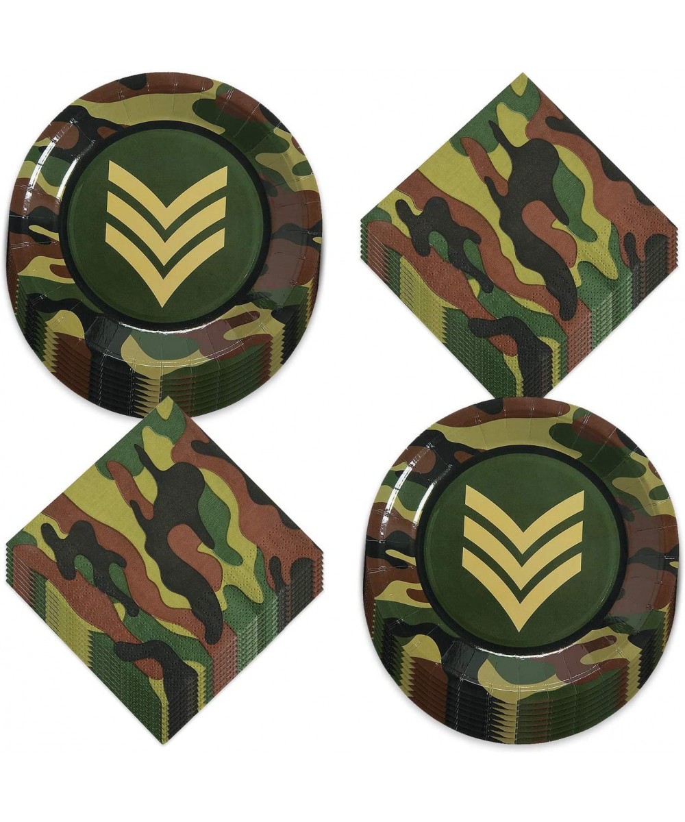 Camouflage Party Supplies - Paper Dessert Plates & Beverage Napkins for Army Military and Camo Parties (Serves 16) - Paper De...