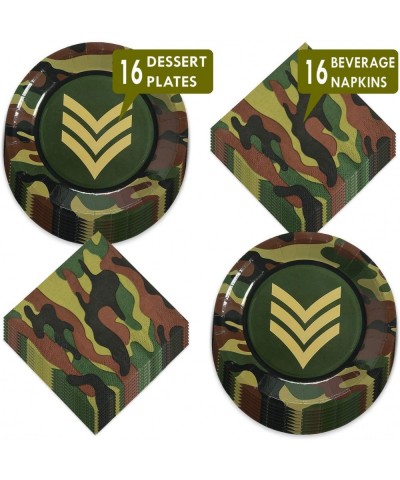Camouflage Party Supplies - Paper Dessert Plates & Beverage Napkins for Army Military and Camo Parties (Serves 16) - Paper De...