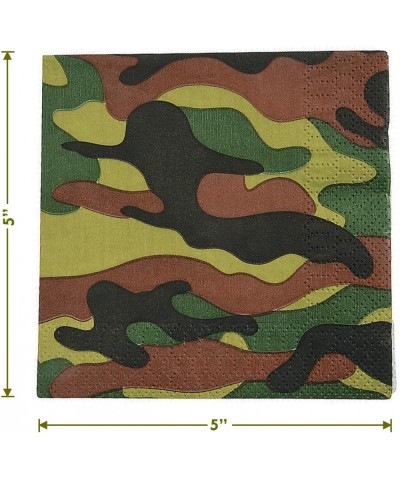 Camouflage Party Supplies - Paper Dessert Plates & Beverage Napkins for Army Military and Camo Parties (Serves 16) - Paper De...