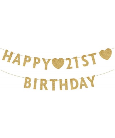 Gold Happy 21st Birthday Banner- Glitter 21 Years Old Boy or Girl Party Decorations- Supplies - Gold-happy - CN19IHYEUXZ $7.7...