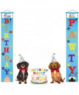 Let's Pawty Banner Dog Puppy Birthday Banner Dog Birthday Party Decoration and Supplies with Woof (Blue) - Blue - CQ19072Z4G7...