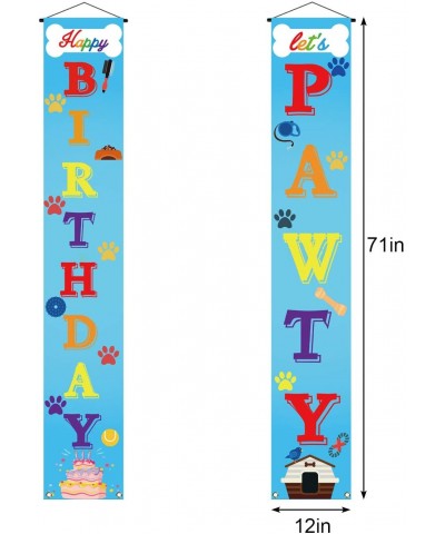 Let's Pawty Banner Dog Puppy Birthday Banner Dog Birthday Party Decoration and Supplies with Woof (Blue) - Blue - CQ19072Z4G7...