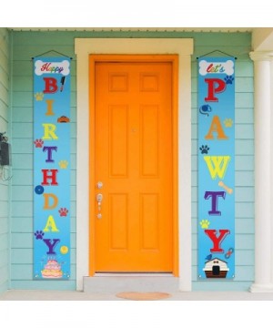 Let's Pawty Banner Dog Puppy Birthday Banner Dog Birthday Party Decoration and Supplies with Woof (Blue) - Blue - CQ19072Z4G7...