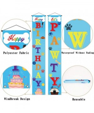Let's Pawty Banner Dog Puppy Birthday Banner Dog Birthday Party Decoration and Supplies with Woof (Blue) - Blue - CQ19072Z4G7...