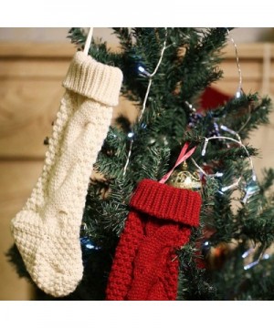 6 Pack Knit Christmas Stocking-18 inches White Knitted Classic Xmas Cuff Stockings-Rustic Personalized Stocking Decorations f...