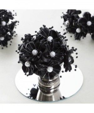 72 Black Faux Pearl Craft Beaded Flowers - Mini Flowers for DIY Wedding Birthday Party Favors Decorations Supplies - Black - ...
