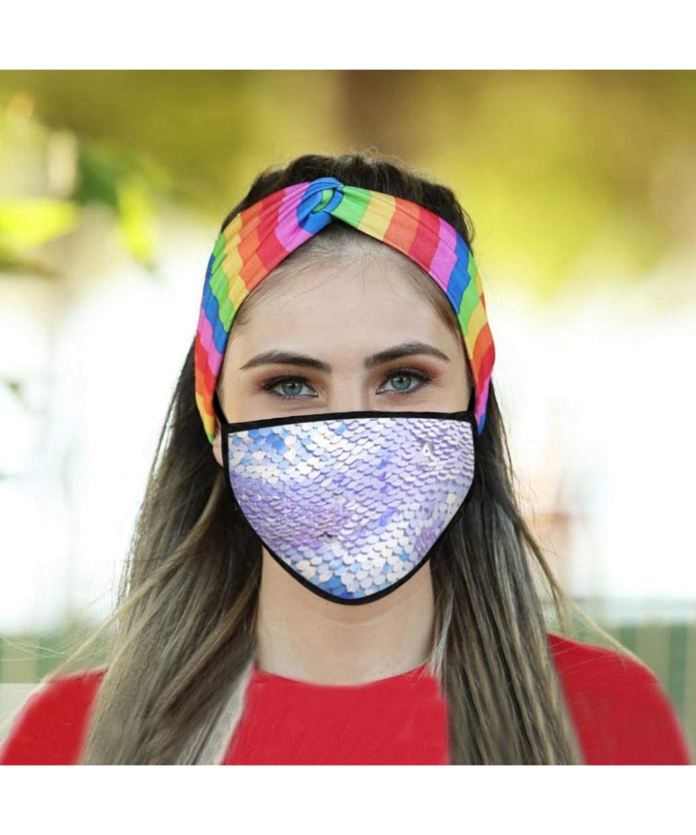 2PC Delicate Sequin Applique Protect_Face_Mask_Adult Women- Washable Reusable Easy to Wear in Europe and America for Outdoor ...