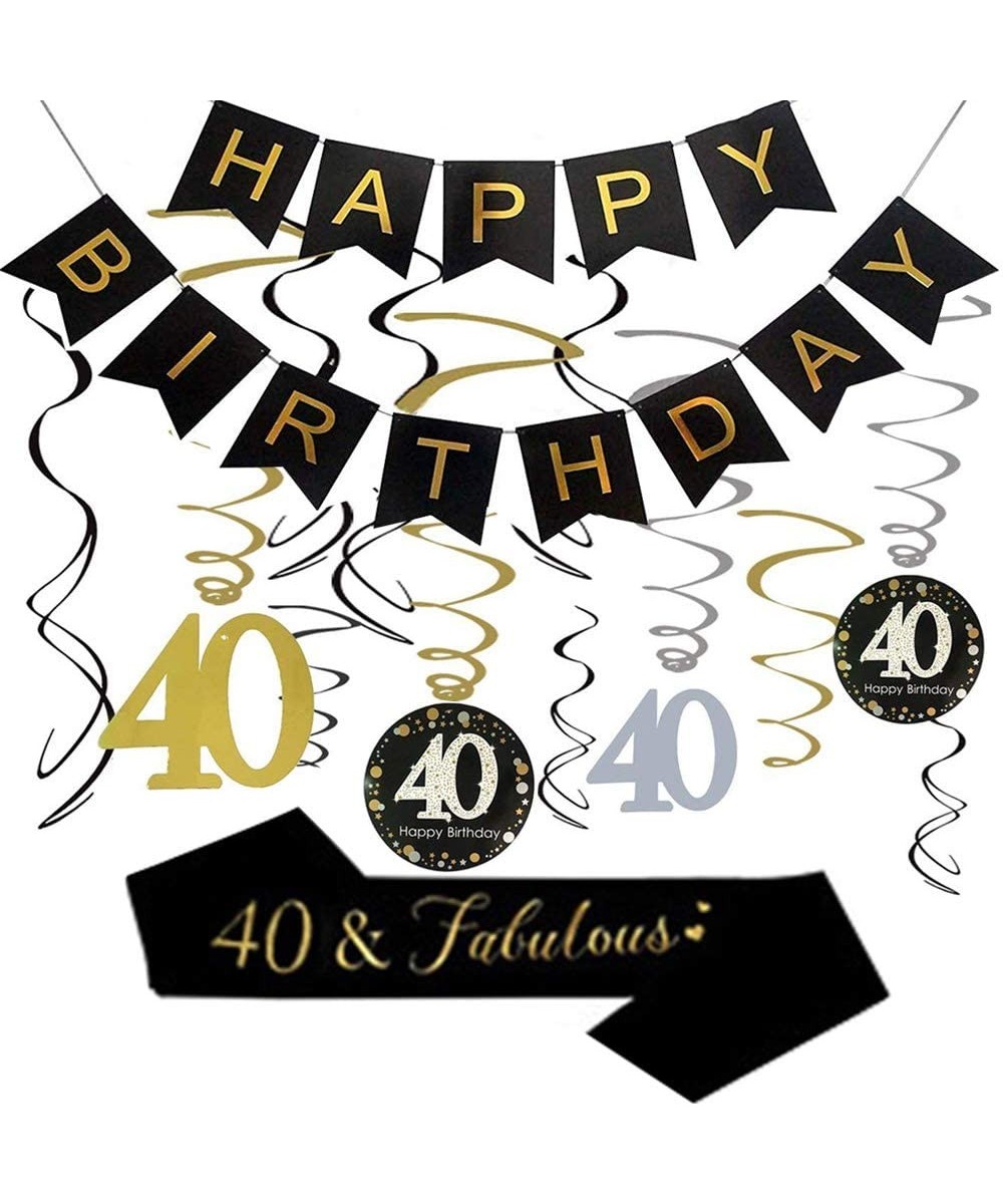 40th Birthday Party Decorations- 40th Birthday Gifts for Women/Men- Happy 40th Birthday Banner- Sparkling Celebration 40 Hang...