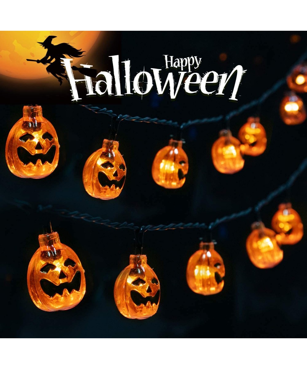 Halloween String Lights- Battery Operated 30 LED 11.5Ft 3D Pumpkin Halloween Lights with 2 Light Modes for Outdoor & Indoor H...