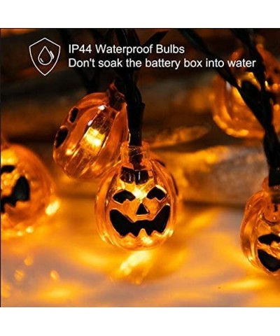 Halloween String Lights- Battery Operated 30 LED 11.5Ft 3D Pumpkin Halloween Lights with 2 Light Modes for Outdoor & Indoor H...