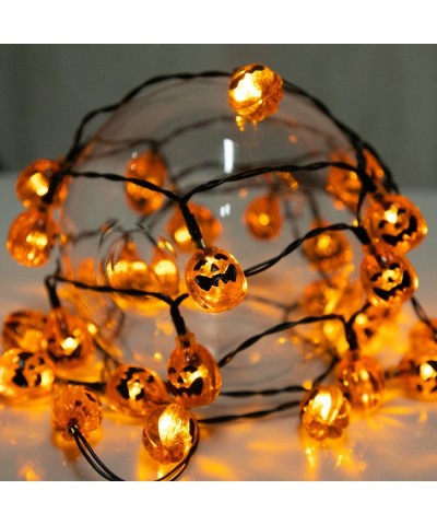 Halloween String Lights- Battery Operated 30 LED 11.5Ft 3D Pumpkin Halloween Lights with 2 Light Modes for Outdoor & Indoor H...