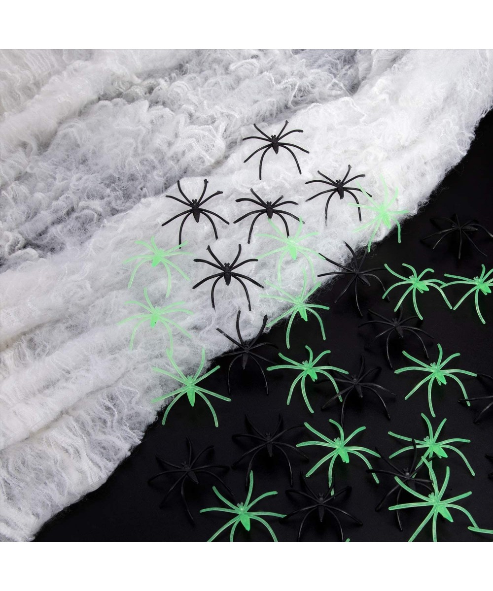 Halloween Decorations Spider Webs - 1000sqft Spider Web Decor +100 Black Spiders + 50 Fluorescent spiders- Indoor Outdoor Spo...