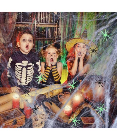 Halloween Decorations Spider Webs - 1000sqft Spider Web Decor +100 Black Spiders + 50 Fluorescent spiders- Indoor Outdoor Spo...