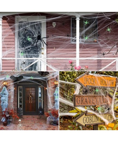 Halloween Decorations Spider Webs - 1000sqft Spider Web Decor +100 Black Spiders + 50 Fluorescent spiders- Indoor Outdoor Spo...