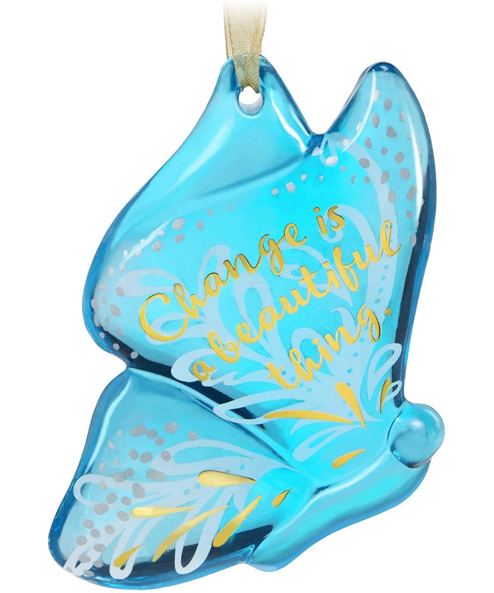 Christmas Ornament 2019 Graduation Gift Change is Beautiful Butterfly Glass - C418KKG9EU3 $7.97 Ornaments