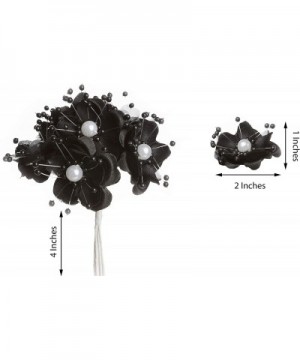 72 Black Faux Pearl Craft Beaded Flowers - Mini Flowers for DIY Wedding Birthday Party Favors Decorations Supplies - Black - ...