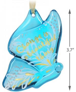 Christmas Ornament 2019 Graduation Gift Change is Beautiful Butterfly Glass - C418KKG9EU3 $7.97 Ornaments