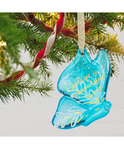 Christmas Ornament 2019 Graduation Gift Change is Beautiful Butterfly Glass - C418KKG9EU3 $7.97 Ornaments