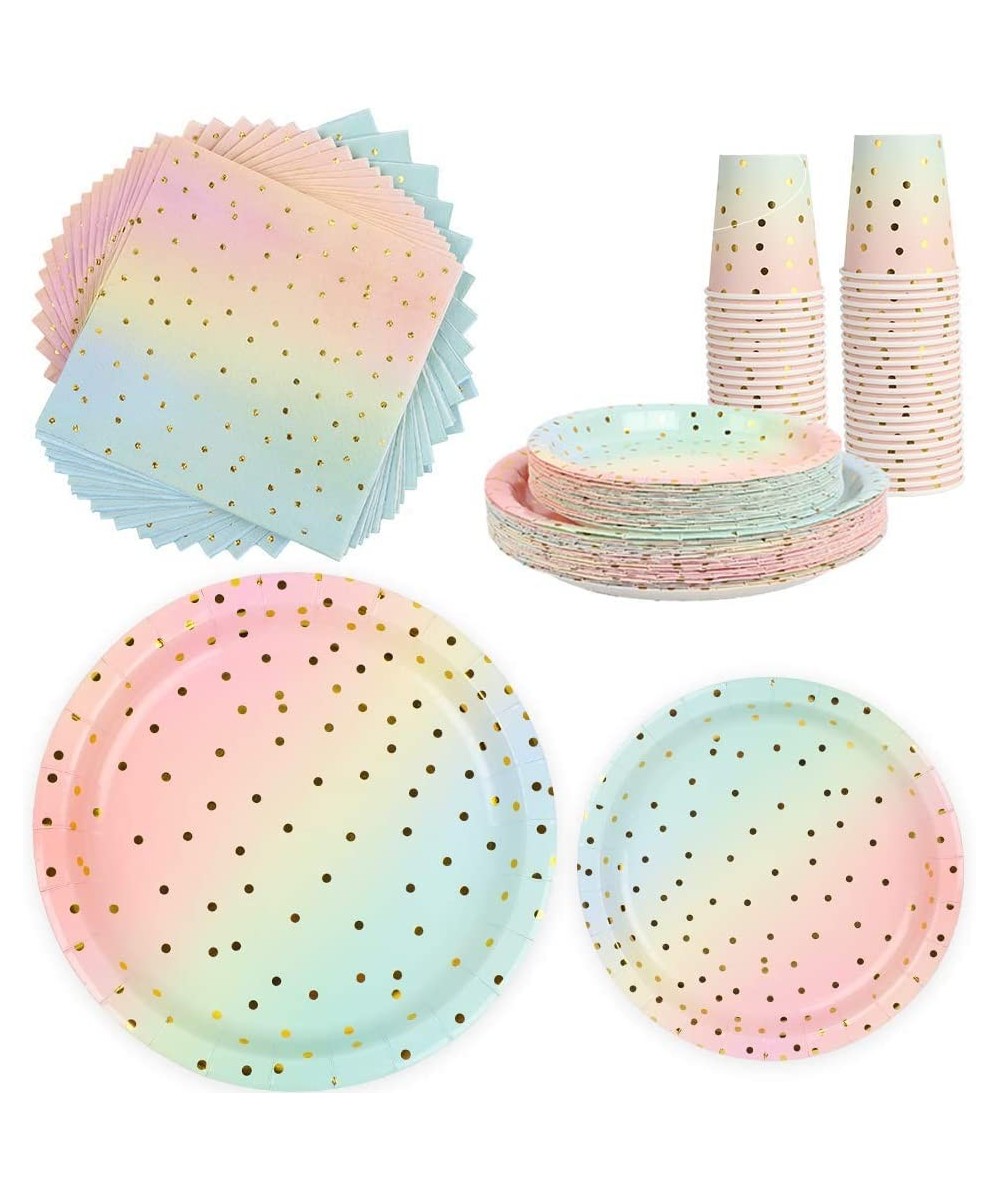 200 Gold Dot Disposable Paper Party Plates set 50 Dinner Plates- 50 Dessert Plates- 50 Cups- 50 Napkins- Dinnerware Set for B...