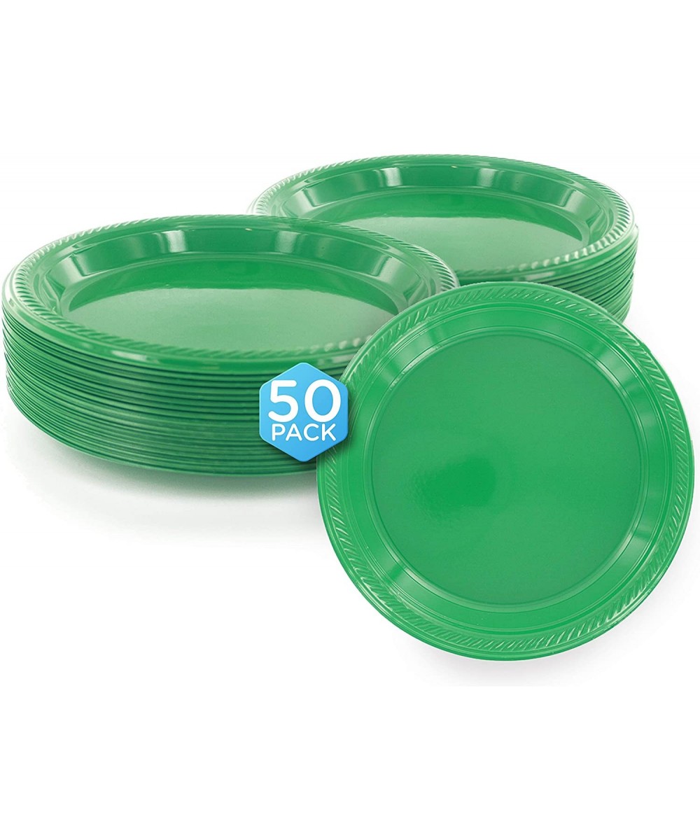 Green Disposable Party Plastic Dessert Plates 7" - Ideal for Weddings- Parties- Birthdays- Dinners- Lunches. (Pack of 50) - C...