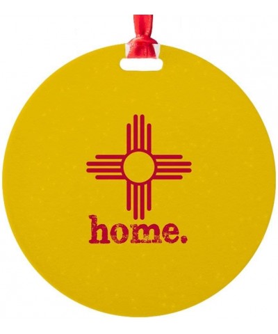 Xmas Hanging Ornament Keepsake New Mexico Zia Symbol Yellow Round Christmas Ornament - C719GIU6908 $12.51 Ornaments