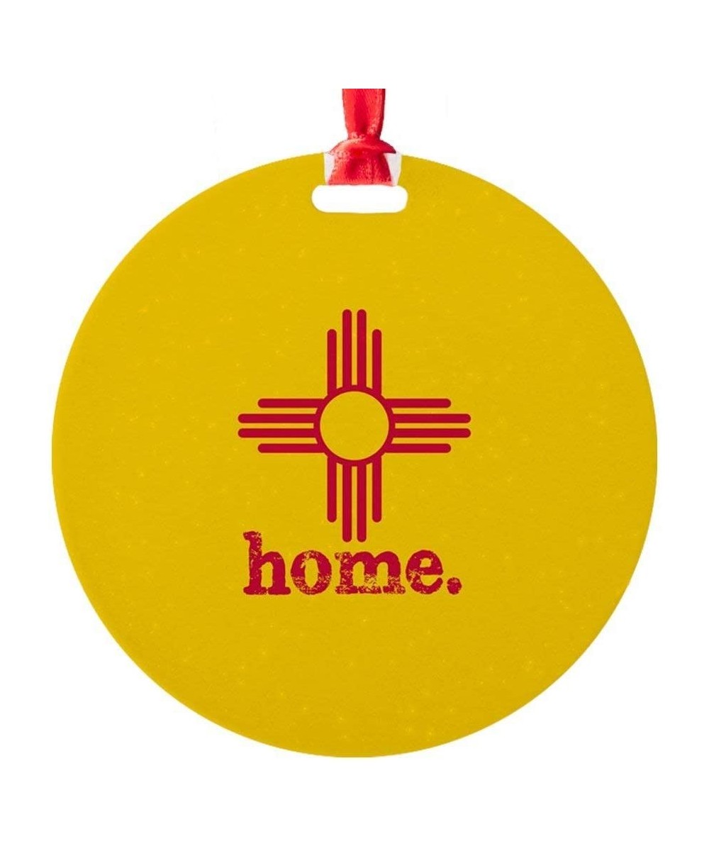 Xmas Hanging Ornament Keepsake New Mexico Zia Symbol Yellow Round Christmas Ornament - C719GIU6908 $12.51 Ornaments