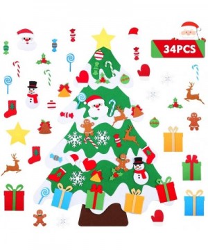 3.4Ft Felt Christmas Tree Kids Christmas Tree Felt Tree for Toddlers DIY Tree with 34Pcs Christmas Ornaments Wall Hanging Chr...