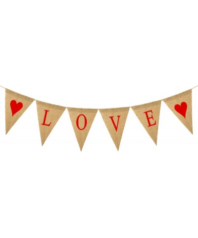 LOVE Burlap Banner for Valentines Day Decorations - Pre Assembled - Valentines Day Banner for Home and Room Decor - Heart Lov...