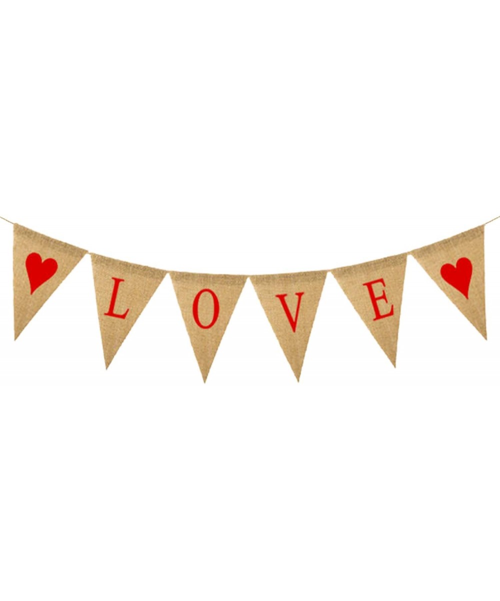 LOVE Burlap Banner for Valentines Day Decorations - Pre Assembled - Valentines Day Banner for Home and Room Decor - Heart Lov...