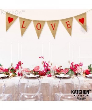 LOVE Burlap Banner for Valentines Day Decorations - Pre Assembled - Valentines Day Banner for Home and Room Decor - Heart Lov...