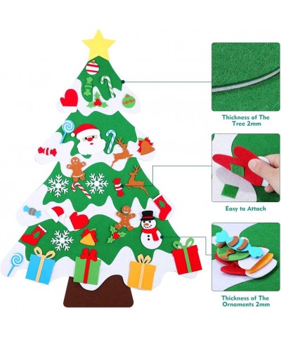 3.4Ft Felt Christmas Tree Kids Christmas Tree Felt Tree for Toddlers DIY Tree with 34Pcs Christmas Ornaments Wall Hanging Chr...