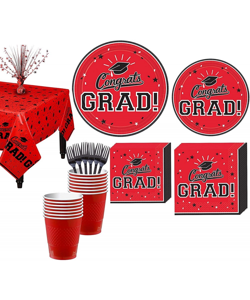 Congrats Grad Red 2019 Graduation Decorations and Supplies for 18 Guests with Plates- Napkins and More - Red - C518ORX5SM3 $3...