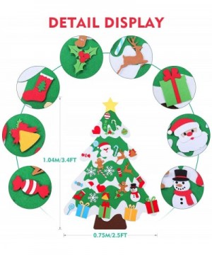 3.4Ft Felt Christmas Tree Kids Christmas Tree Felt Tree for Toddlers DIY Tree with 34Pcs Christmas Ornaments Wall Hanging Chr...