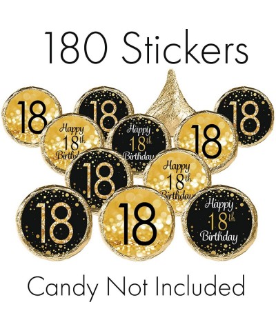 18th Birthday Party Favor Stickers - Black and Gold - 180 Labels - CR185X9UXTO $5.35 Favors