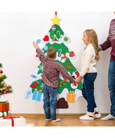 3.4Ft Felt Christmas Tree Kids Christmas Tree Felt Tree for Toddlers DIY Tree with 34Pcs Christmas Ornaments Wall Hanging Chr...