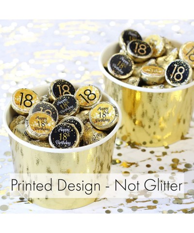 18th Birthday Party Favor Stickers - Black and Gold - 180 Labels - CR185X9UXTO $5.35 Favors