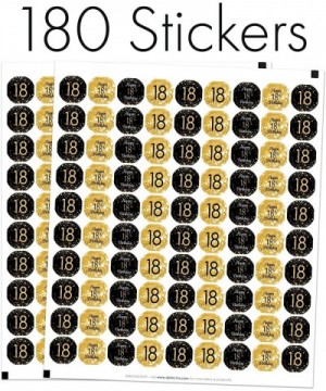 18th Birthday Party Favor Stickers - Black and Gold - 180 Labels - CR185X9UXTO $5.35 Favors