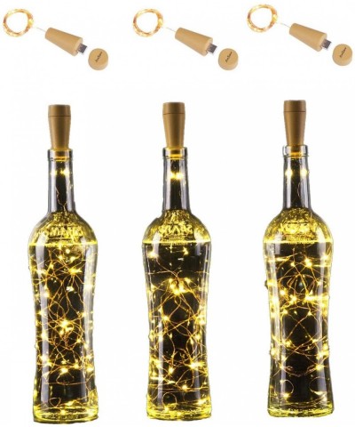 Rechargeable Wine Bottle String Lights - 3 Pack USB Powered 20LED Bottle Cork Lights Starry Fairy Home Twinkle Cork Shape Dec...