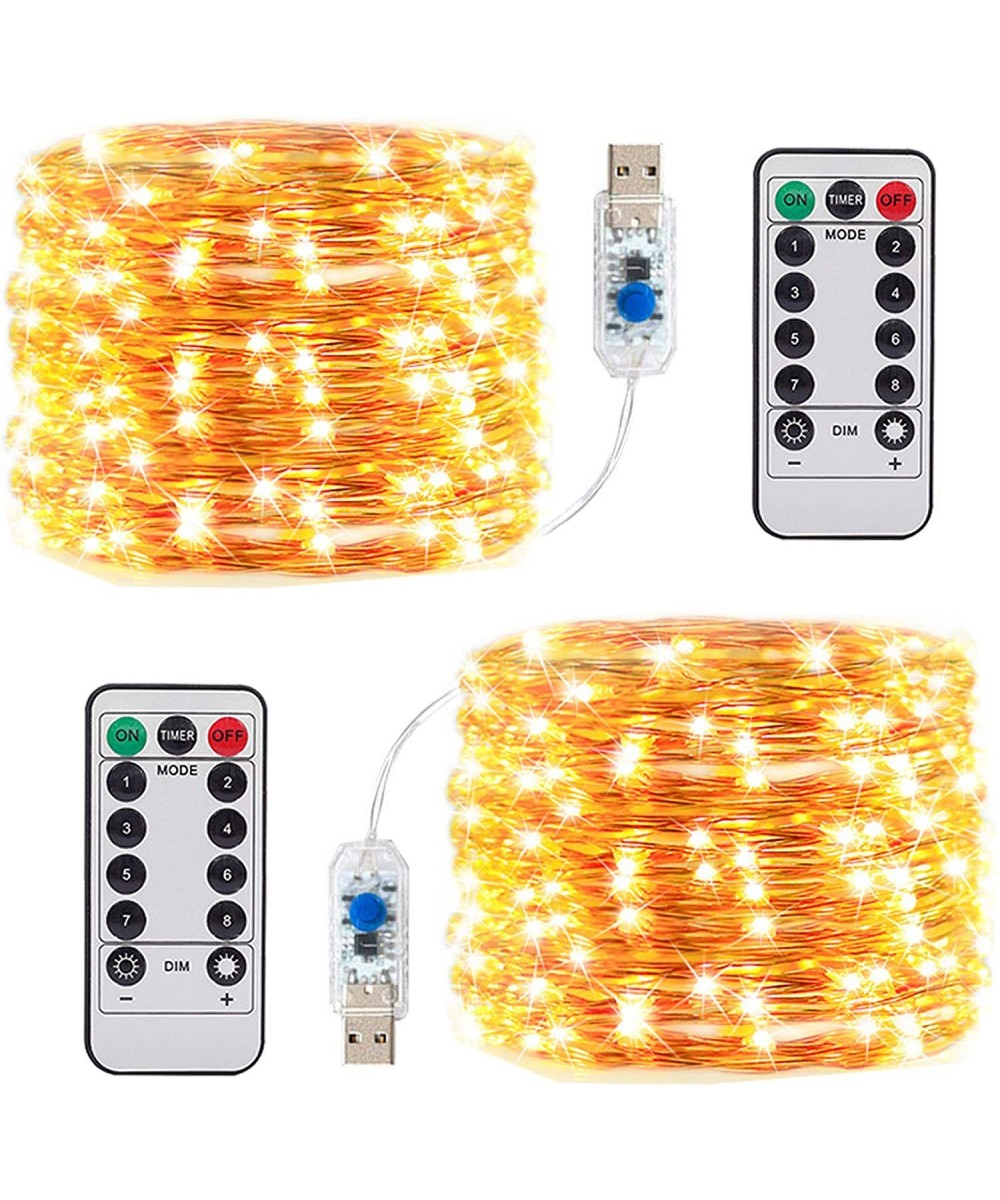 2 Pack Fairy Lights with Remote Control Timer- 8 Modes 49ft 150 LED USB Plug in Firefly Twinkle Lights- Waterproof LED Mini D...