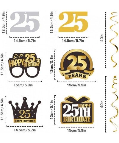 25 Birthday Decorations Set - Happy 25th Birthday Party Swirls Streamers Crown Glasses Gift Box Sign - Happy Birthday Garland...