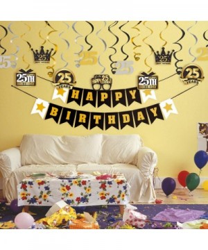 25 Birthday Decorations Set - Happy 25th Birthday Party Swirls Streamers Crown Glasses Gift Box Sign - Happy Birthday Garland...