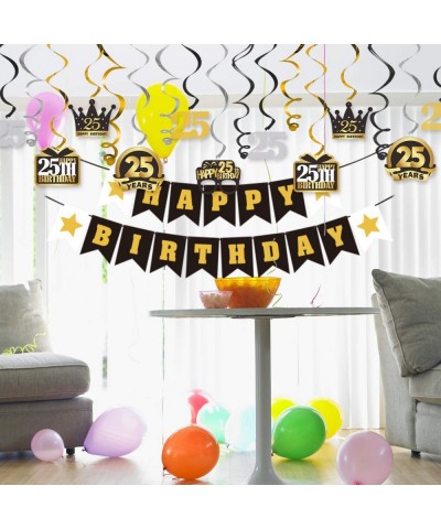 25 Birthday Decorations Set - Happy 25th Birthday Party Swirls Streamers Crown Glasses Gift Box Sign - Happy Birthday Garland...