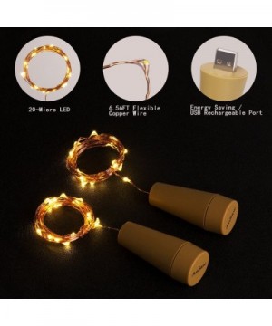 Rechargeable Wine Bottle String Lights - 3 Pack USB Powered 20LED Bottle Cork Lights Starry Fairy Home Twinkle Cork Shape Dec...