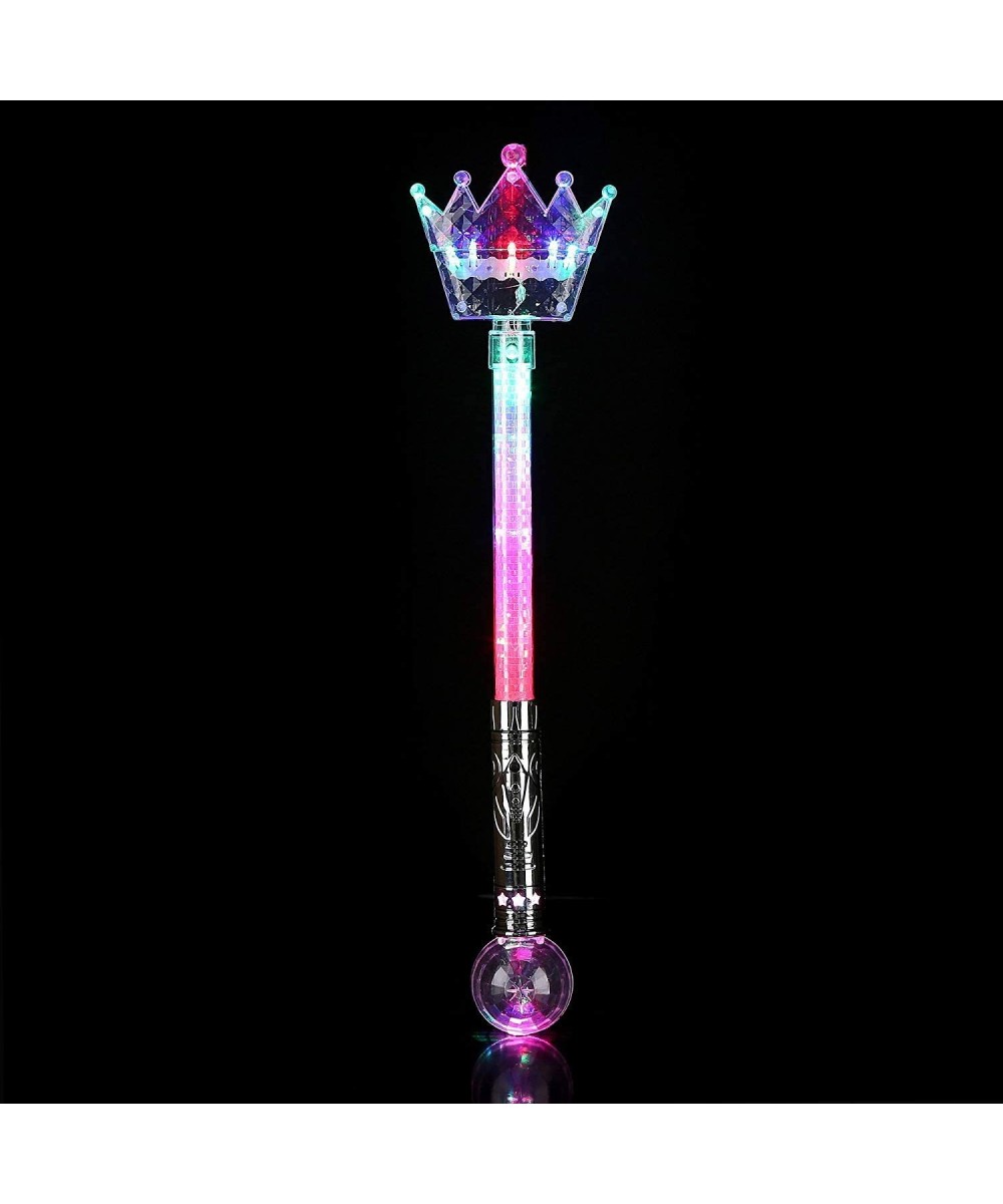 LED Light Up Jumbo Crown Wand with Crystal Ball Handle - Princess Party Supplies - CE12O4L590T $12.69 Party Favors